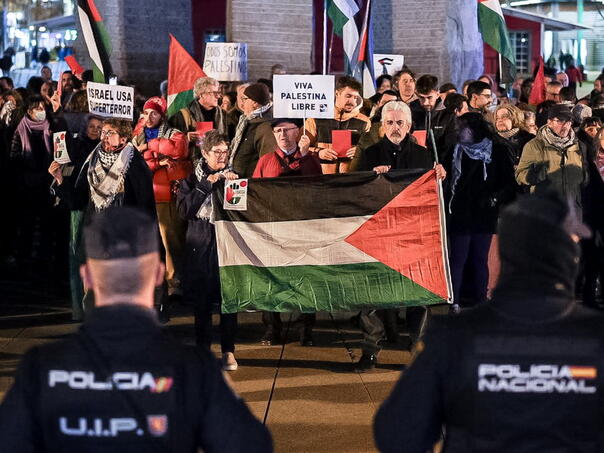 Demonstrators in Madrid demanded the expulsion of Maccabi from the Euroleague because of the genocide against the Palestinians