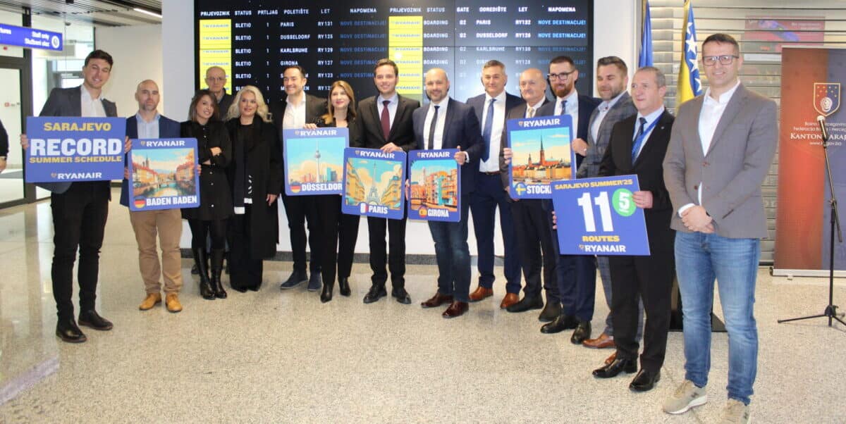 Ryanair announced five new routes from Sarajevo to European destinations