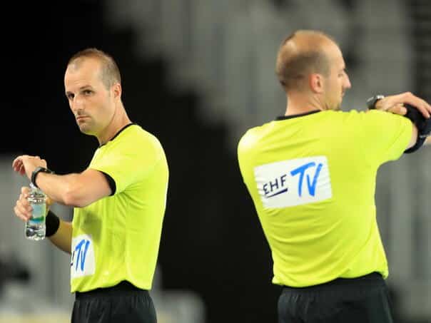 Amar and Dino Konjičanin referee at the opening of the World Handball Championship