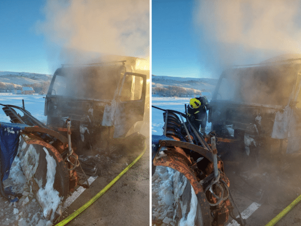 PHOTO: A fire broke out on a snow plow near Livno