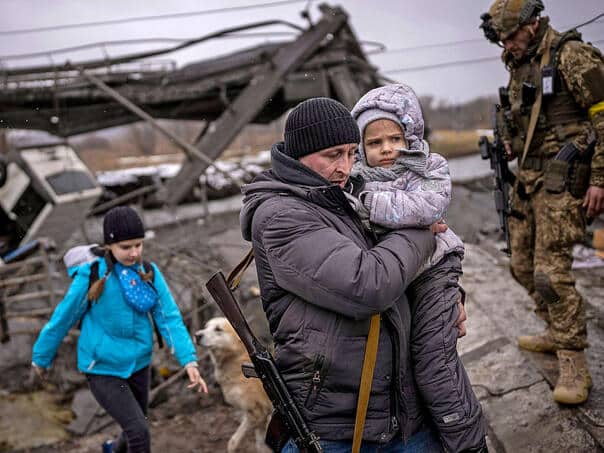War-weary Ukrainian civilians are leaving their homes