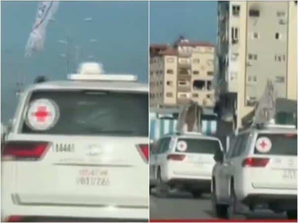 Video: Red Cross convoy on its way to take hostages in Gaza