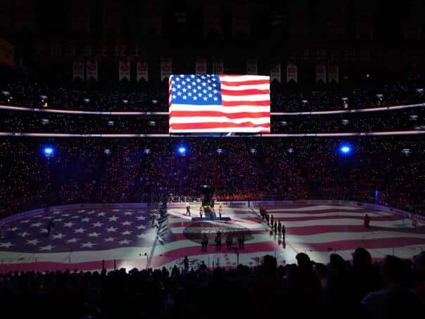 At the hockey derby in Montreal Iducered American Anthem