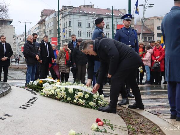 Laid flowers and tribute to the murdered children of besieged Sarajevo and killed by police officers
