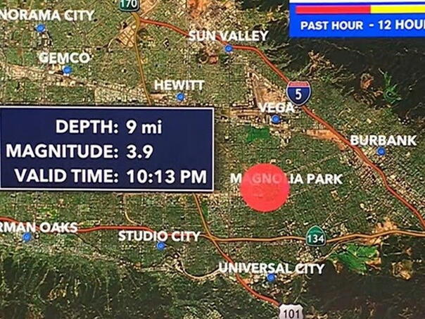 Magnitude shake 3.9 shook Los Angeles