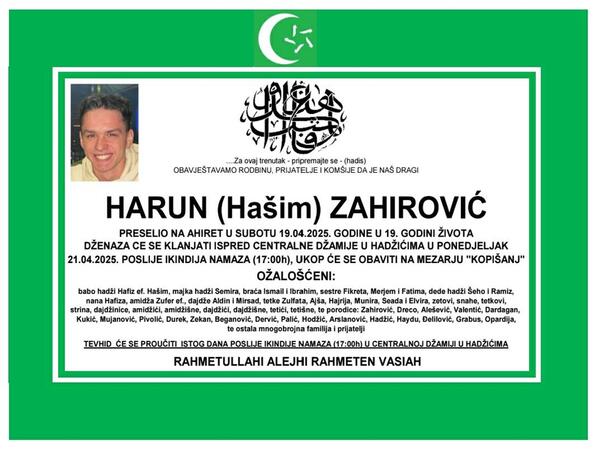 The day of mourning in Hadzici for Harun Zahirovic’s death