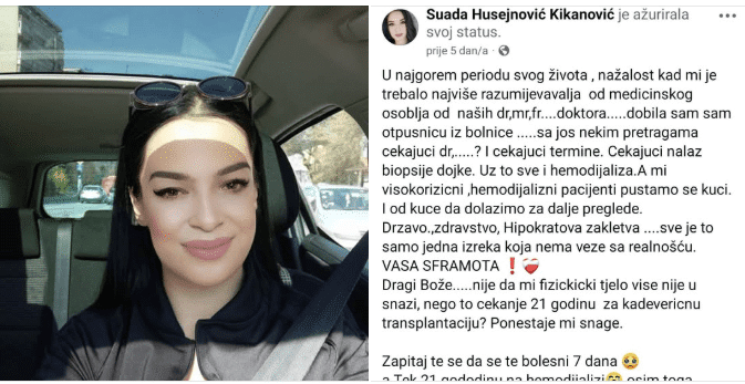 Did Suada Husejnović Kikanović from Tuzla committed suicide or ‘killed’ the system in BiH? This is her last status on Facebook: ‘I’m running out of strength’