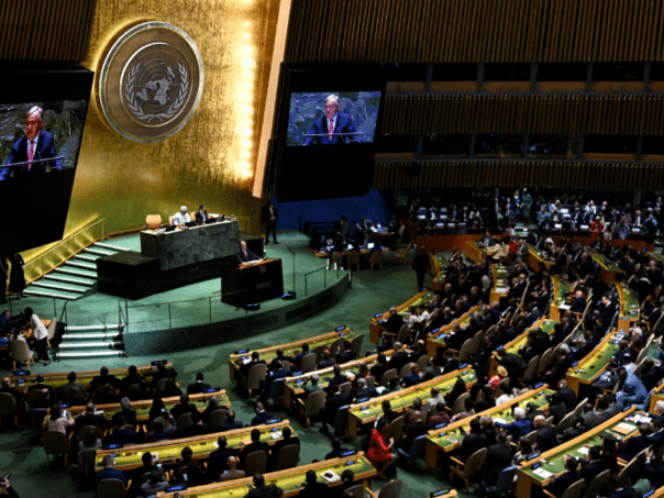 UN General Assembly Today voice on the draft resolution on the current break of fire in Gaza