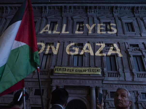 Message at City Hall in Milan: All eyes on Gaza