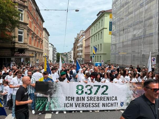 Thousands of people in Stuttgart on the March for 30. Anniversary of Genocide in Srebrenica