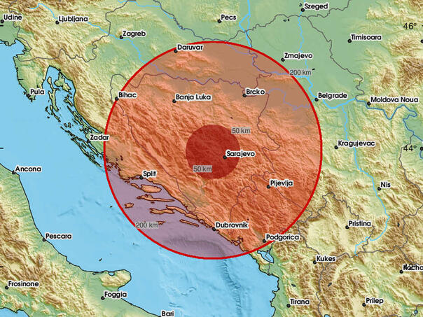 BiH hit earthquake, epicenter at Zenica