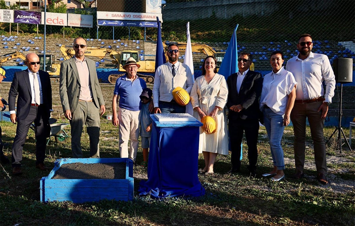 By laying the foundation stone, the construction of the southern tribune began in Grbavica