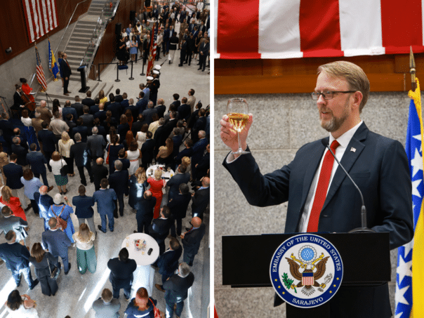 Who attended the reception in the US Embassy in Sarajevo