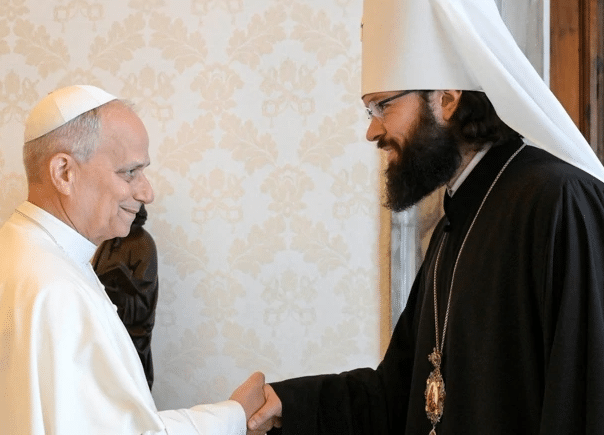 Pope Lion XIV. With the official of the Russian Orthodox Church