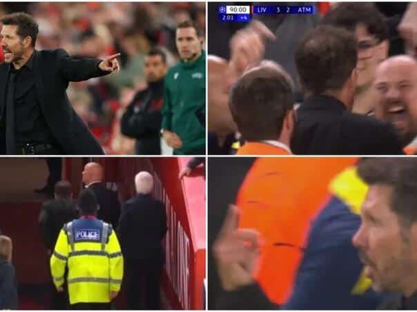 Chaos at Anfield: Simeone clashed with Liverpool fans