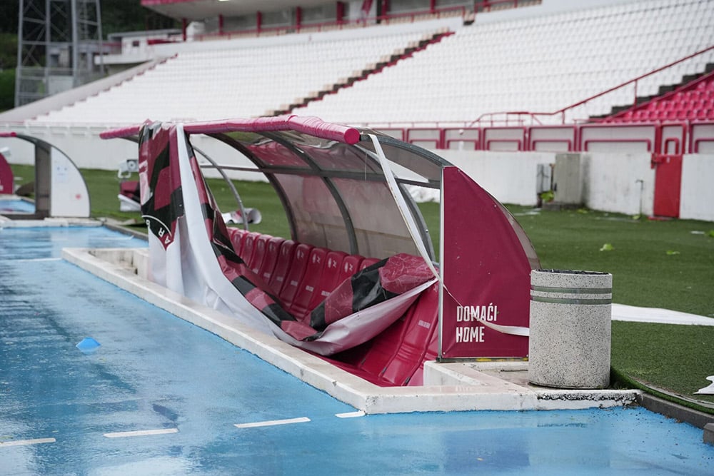 The storm in Mostar caused great damage to the stadium of Zrinjska