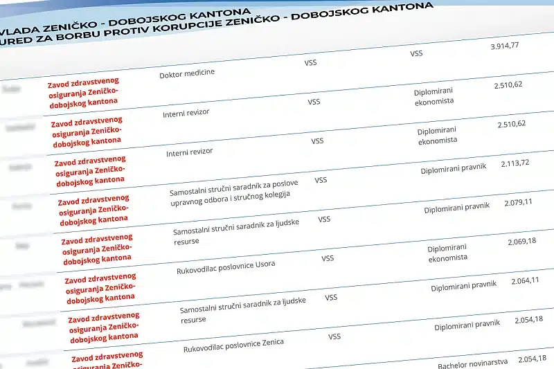 In Zenica-Doboj Canton and ZZZU began to submit employee salaries in the public register