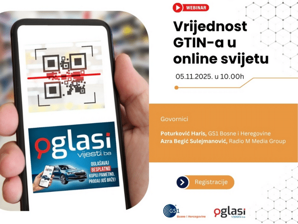 GS1 BiH and Oglasi.vijesti.ba are organizing a webinar: "The value of GTINs in the online world"