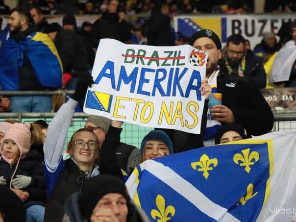 Thousands of BiH fans arrive at the stadium before the match with Austria