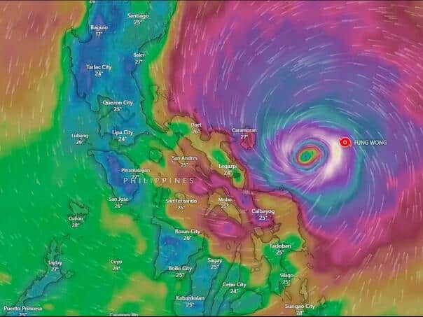 New super typhoon Fung-wong threatens the Philippines: Winds up to 185 km/h