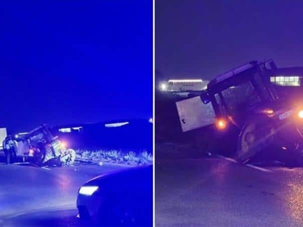 Terrible crash in Bosnia and Herzegovina. roads: The tractor broke in half