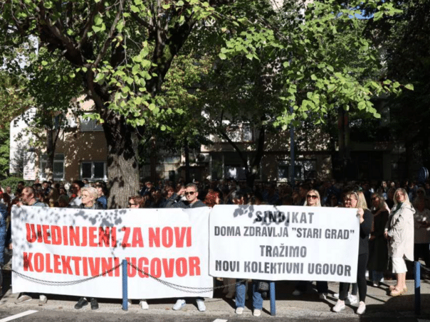 Health workers are holding a protest walk on Tuesday in Mostar