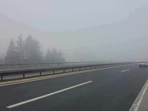 Fog reduces visibility in mountainous areas and on certain road routes