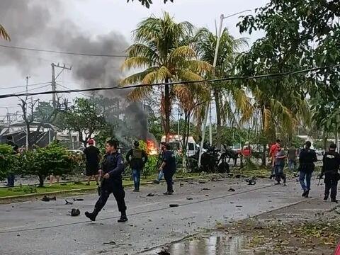 At least five dead in an explosion outside the police station