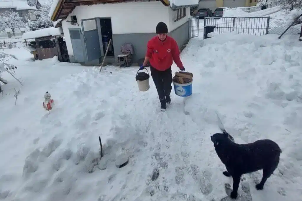 Volunteers and workers of the FBiH Red Cross deliver food, clear snow… to people who need help