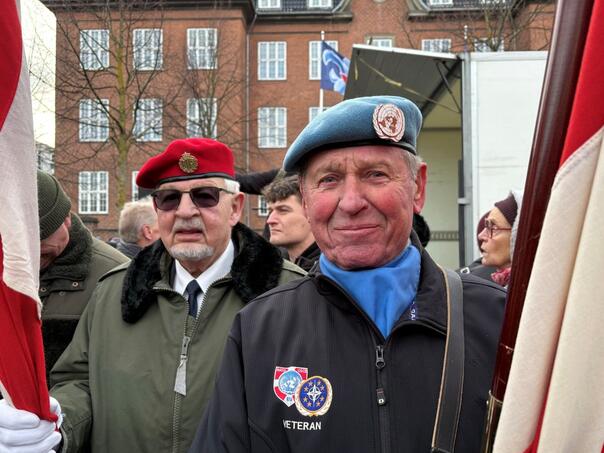 Danish veterans protest in Copenhagen in front of the US embassy