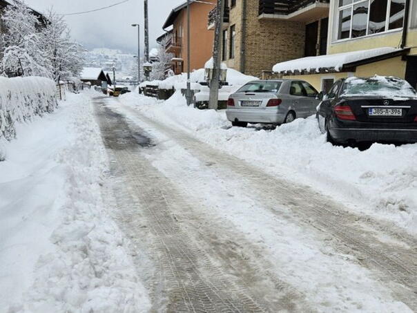 Cloudy weather with snow in Bosnia, in Sokolac -8 degrees