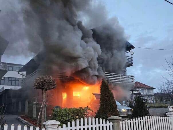 Fire in Kalesija, burnt workshop and car