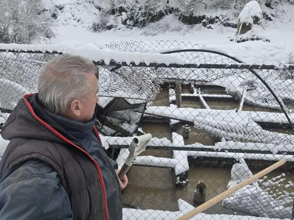 The destroyed pond of the Delić family in Sadba near Goražde
