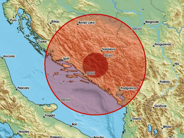 An earthquake hit eastern Herzegovina
