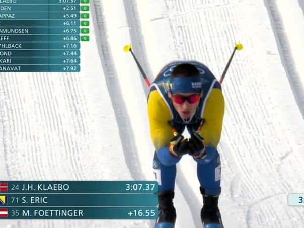 Erić is competing in the 10 km freestyle race today