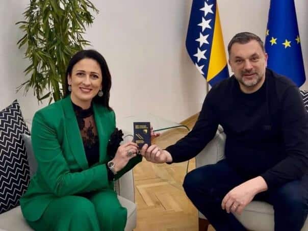 Sports delegate Arijana Jašarević-Vojić was presented with a BiH diplomatic passport