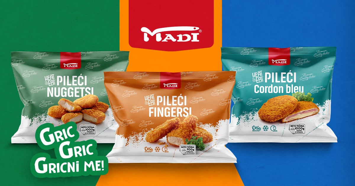 Welcome to the family of delicious meals: MADI nuggets, fingers, cordon bleu