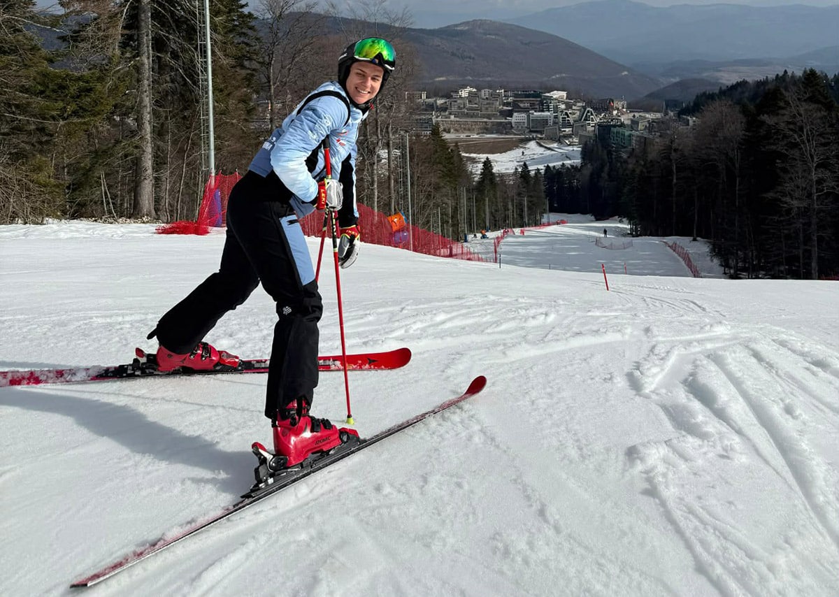 Elvedina Muzaferia is back on the track after falling during World Cup training