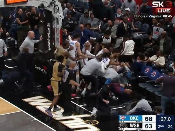 Mass brawl in NBA: Four players suspended, cameraman killed