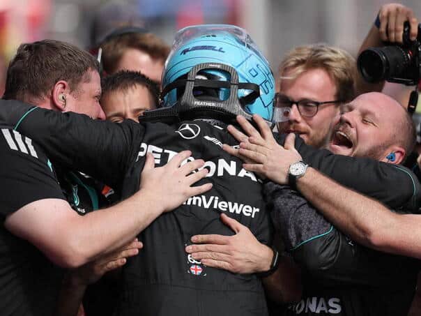 Russell the winner of the first race of the Formula 1 season