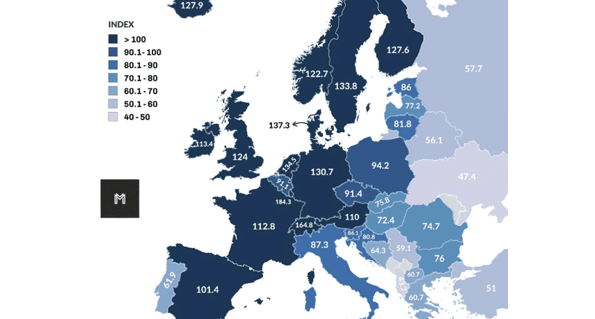 According to the purchasing power map, BiH is among the weakest in Europe by standard