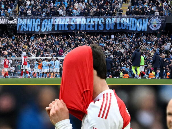This is the banner that City fans unfurled after their win against Arsenal