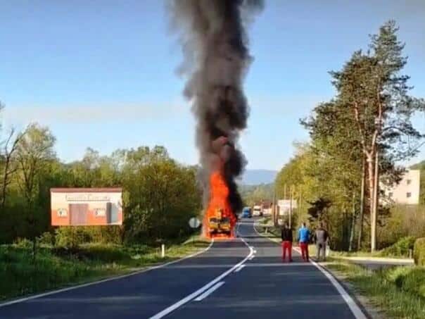 A truck caught fire near Tuzla