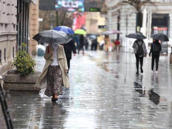 Here is where rain is threatening today, and where temperatures go up to 27 degrees
