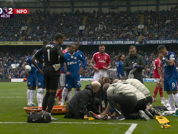 The young Chelsea player lay motionless after a violent collision