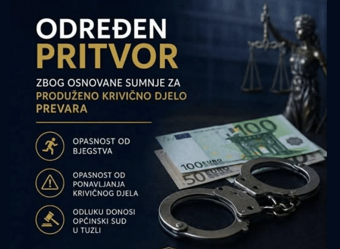 TK Prosecutor’s Office: A measure of custody was ordered for Ana Maria Pranjić (42) from Tuzla for fraud