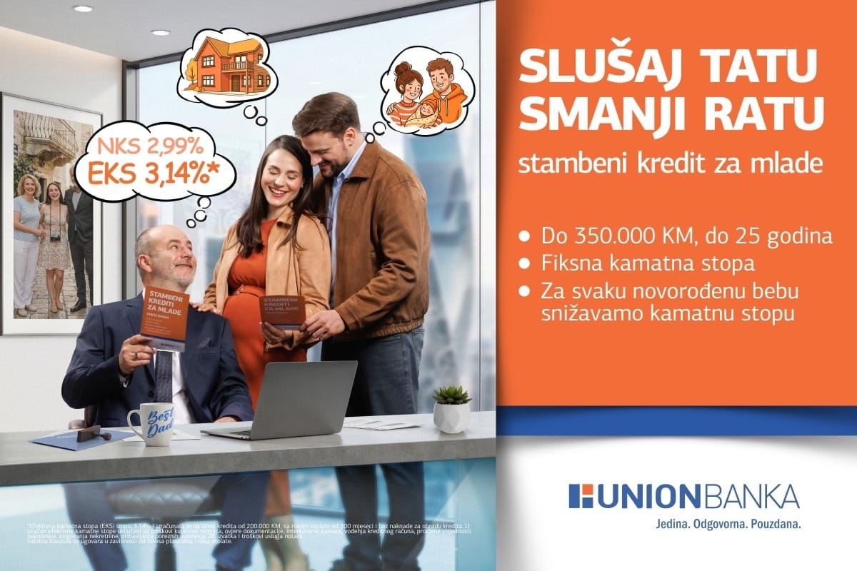Soon the continuation of the credit line Housing loans for young people of Union Banka dd Sarajevo