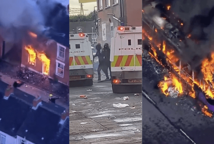 Video: Violent protests across UK after Belfast knife attack; Burning houses, vehicles and barricades